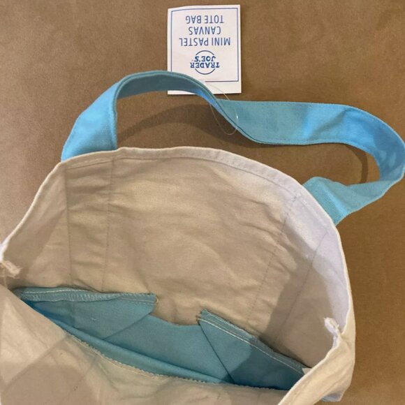 🩵 Trader Joe's MINI PASTEL CANVAS TOTE BAG NEW Limited Edition Reusable BLUE 🩵 - Picture 2 of 3